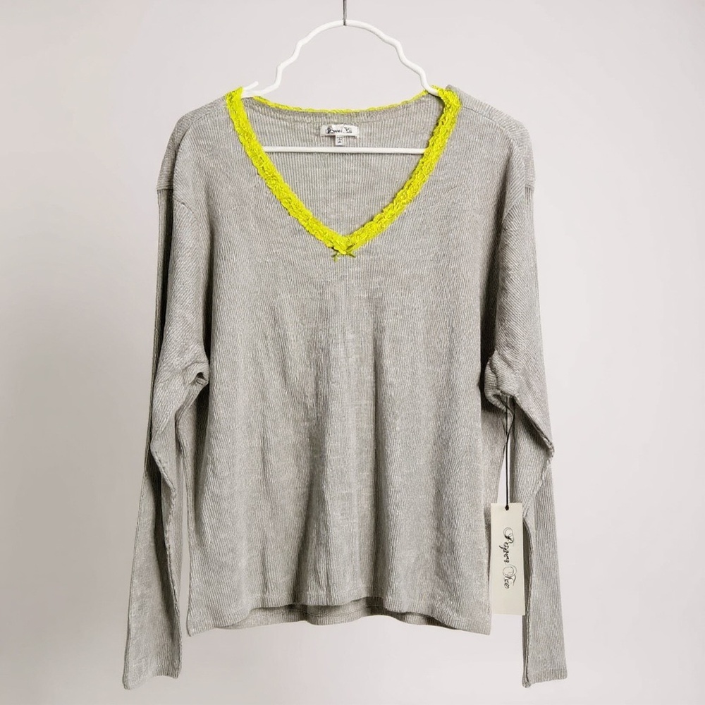Paper Tee Light Gray Ribbed Top - Picture 3 of 8